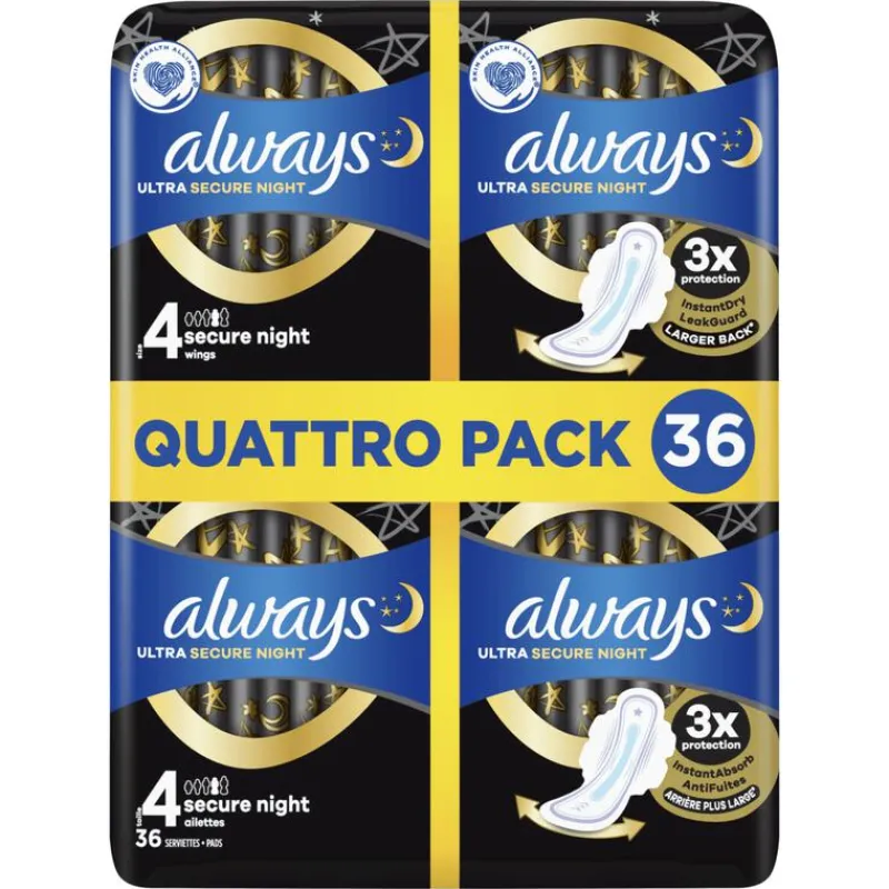 Clearance Always Maandverband Ultra Secure Night Wings Quatro Pack