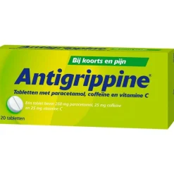 Outlet Antigrippine Tabletten met Paracetamol, Coffeïne en Vitamine C 20 Stuks