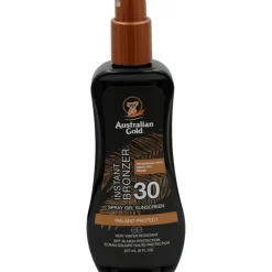 Clearance Australian Gold Tan & Protect Instant Bronzer Zonnebrand Spray Gel SPF30 237 ML