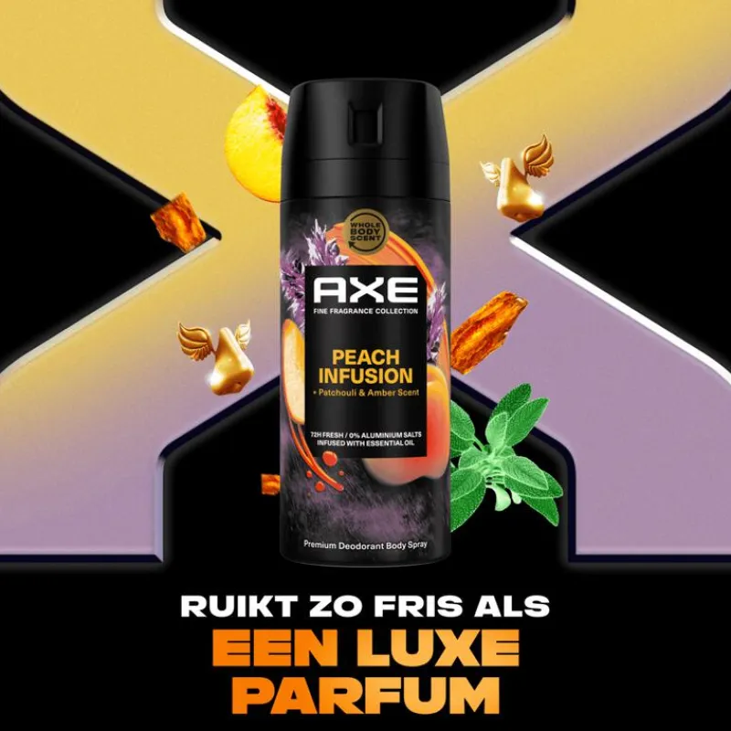 New AXE Fine Fragrance Peach Infusion Deodorant Bodyspray 150 ML