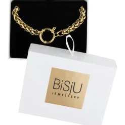 Best BiSjU Regulier Armband Open Cirkel Goud met Strass Steentjes - Stainless steel