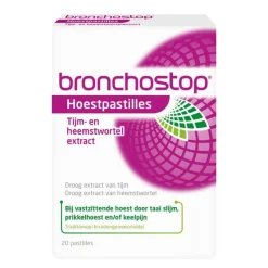 Clearance Bronchostop Hoestpastilles bij Vastzittende Hoest of Keelpijn 20 Stuks