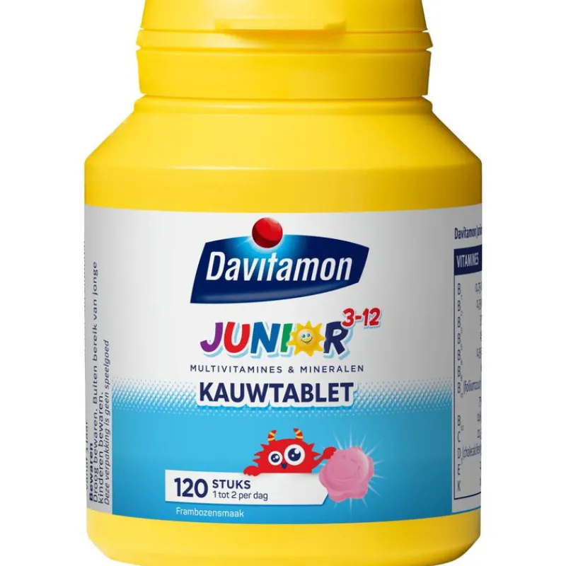 Clearance Davitamon Junior 3+ Multivitamine Kinderen Frambozensmaak 120 Kauwvitamines