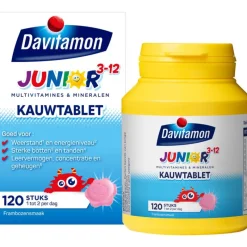 Clearance Davitamon Junior 3+ Multivitamine Kinderen Frambozensmaak 120 Kauwvitamines