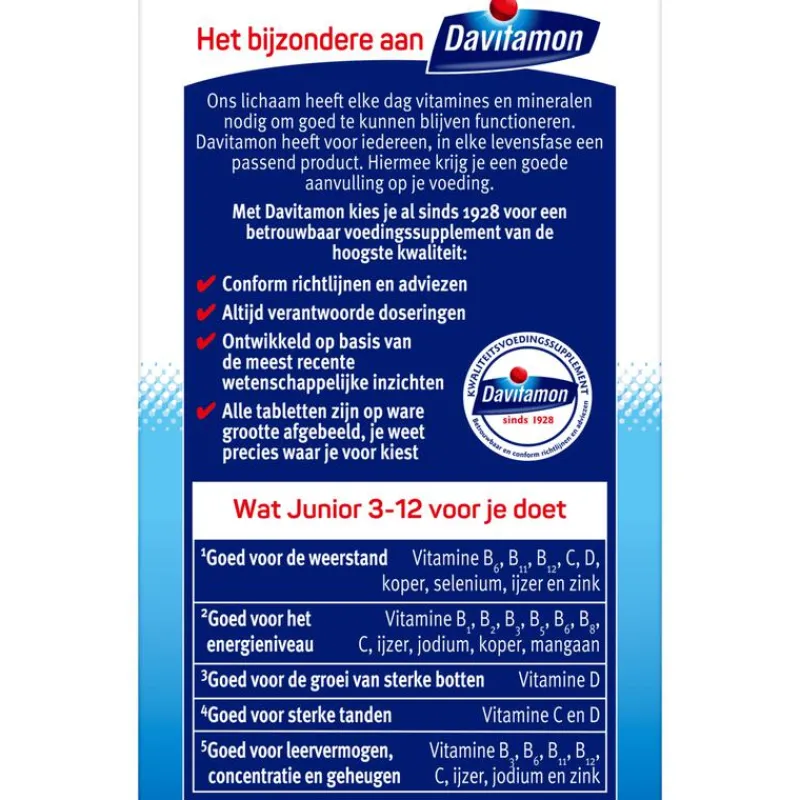 Clearance Davitamon Junior 3+ Multivitamine Kinderen Frambozensmaak 120 Kauwvitamines