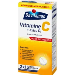 Sale Davitamon Vitamine C & D Hoog Gedoseerd + Extra Vitamine D3 Bruistabletten Voordeelverpakking 30 stuks