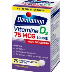 Hot Davitamon Vitamine D3 75 mcg Smelttabletten 60+15 stuks