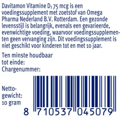 Hot Davitamon Vitamine D3 75 mcg Smelttabletten 60+15 stuks