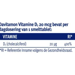 Discount Davitamon Vitamine D3 20 mcg Smelttabletten Voordeelverpakking 150 stuks