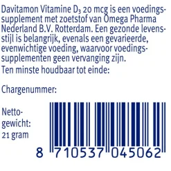 Discount Davitamon Vitamine D3 20 mcg Smelttabletten Voordeelverpakking 150 stuks