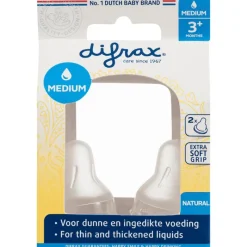 Outlet Difrax Flesspeen Natural Medium 3+ Maanden Geschikt voor borst- en flesvoeding