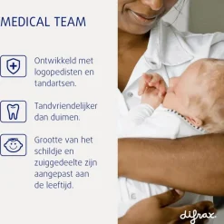 Clearance Difrax Fopspeen Natural 18 Maanden Donkergrijs BPA-vrij