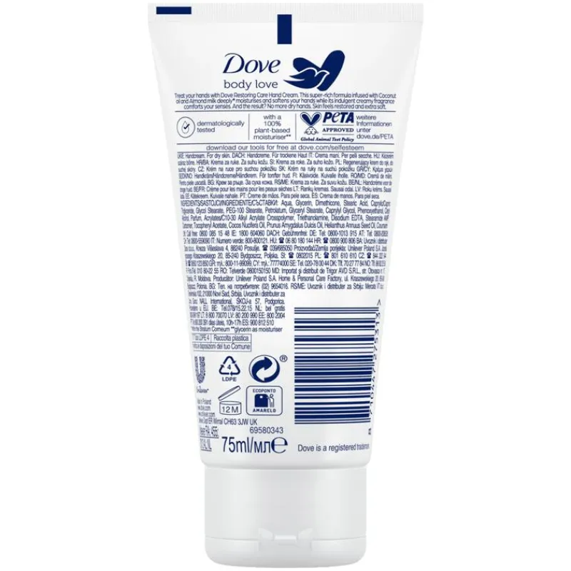 Outlet Dove Body Love Restoring Care Handcrème 75 ML