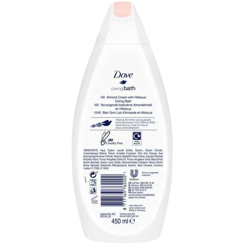 Outlet Dove Caring Bath Amandelmelk & Hibiscus Badcrème 450 ml