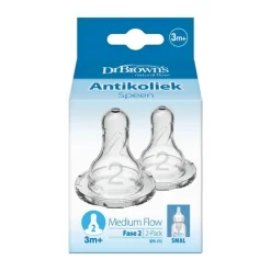 New Dr. Brown's Dr. Brown’s Flesspeen 3+ Maanden Fase 2 Smalle Halsfles 2 stuks