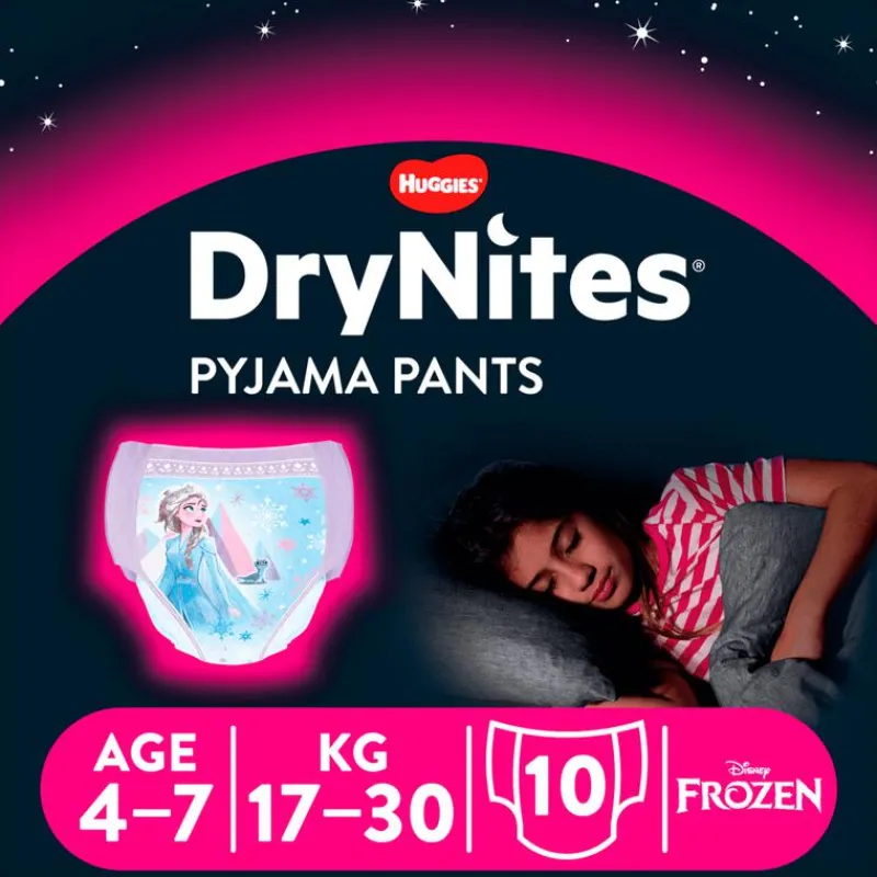 Online Huggies DryNites Frozen Luierbroekjes Meisjes 4 Tot 7 Jaar (17 - 30 kg) 10 stuks
