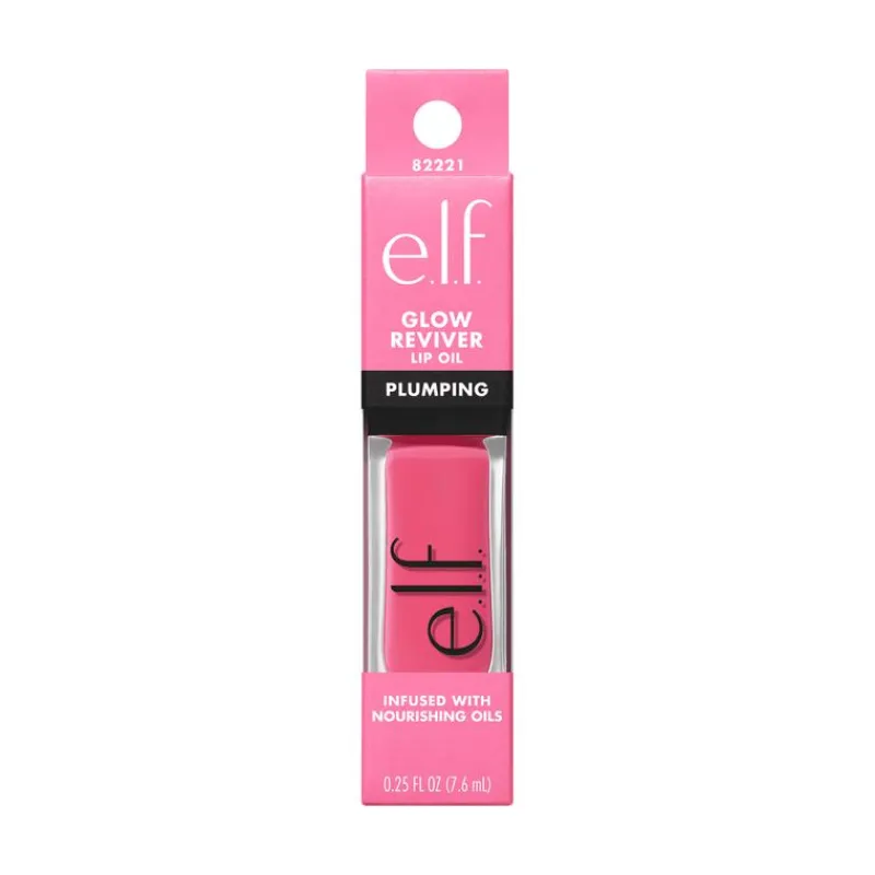 Discount e.l.f. Glow Reviver Plumping Lip Oil Neutral Pink Burst Bubble