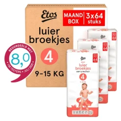 Discount Etos Luierbroekjes Maxi Maat 4 9-15 kg Maandbox 192 stuks