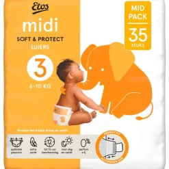 Hot Etos Luiers Midi Maat 3 6-10 kg Mid Pack 35 stuks
