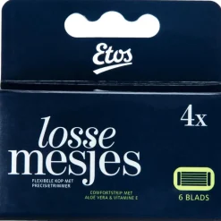 New Etos Scheermes Man Navul 6 Blads Zwart 4 stuks