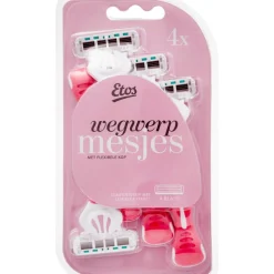 Clearance Etos Wegwerpmesjes 4-Blads Roze 4 stuks