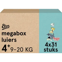 Online Etos Woezel & Pip Luiers Maxi+ Maat 4 9-20 kg Megabox 4x31 stuks