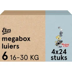 Online Etos Woezel & Pip Luiers XL Maat 6 16-30 kg Megabox 4x24 stuks