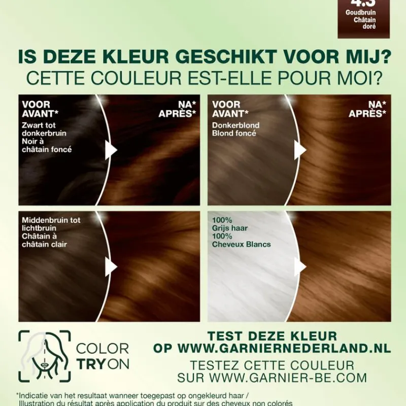 Hot Garnier Nutrisse Crème Permanente Haarverf 4.3 Goud Middenbruin