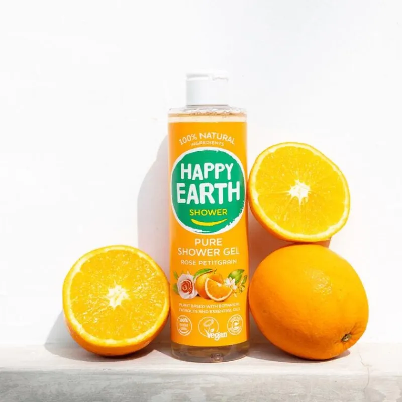Happy Earth 100% Natuurlijke Shower Gel Rose Petitgrain