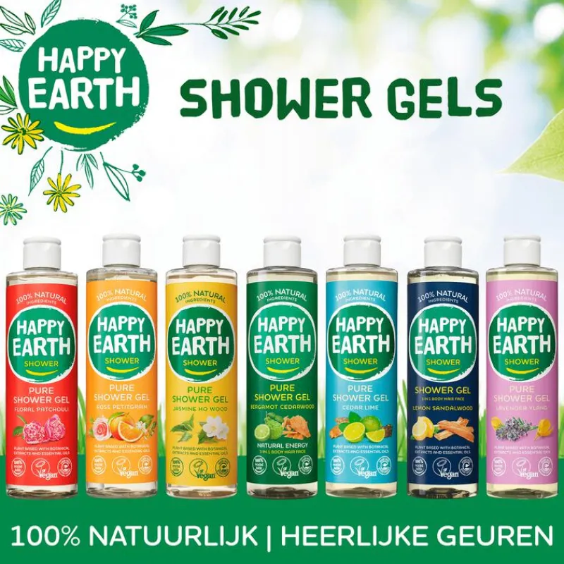Happy Earth 100% Natuurlijke Shower Gel Rose Petitgrain