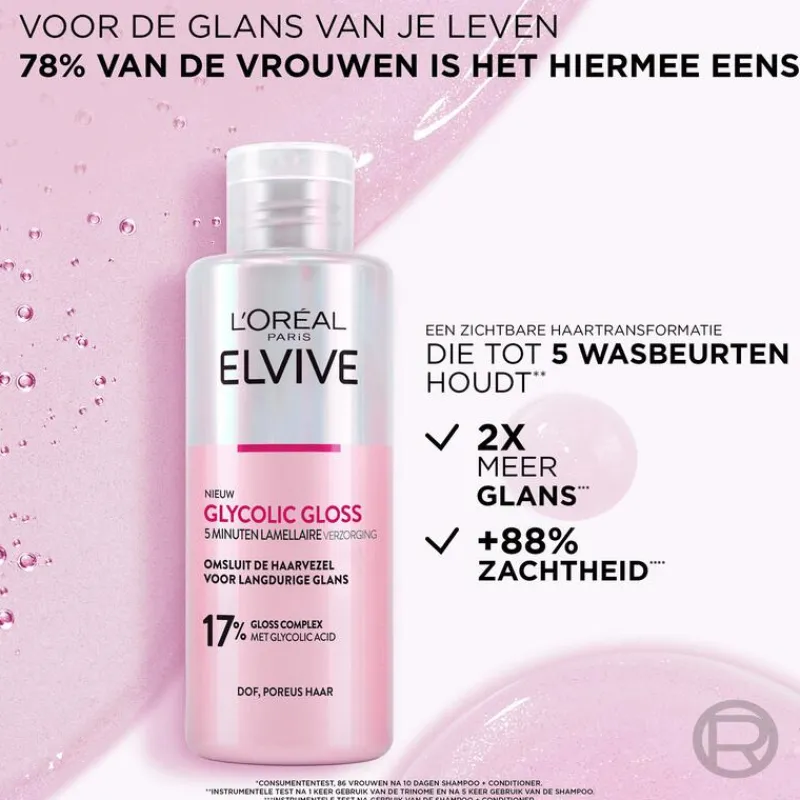 Best L'Oréal Paris Elvive Glycolic Hair Gloss 5 Minuten Lamellaire Verzorging 200 ML