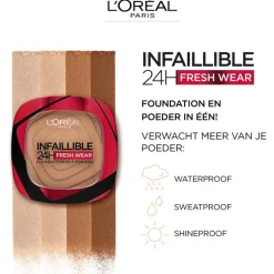 Clearance L'Oréal Paris Infaillible 24H Fresh Wear Foundation in a Powder 330 Hazelnut 330 - Hazelnut
