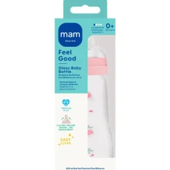 Hot MAM Feel Good Glass Bottle Babyfles 260 ML Pink