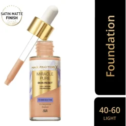 New Max Factor Miracle Pure Serum Foundation 30 ML 40-60 Light