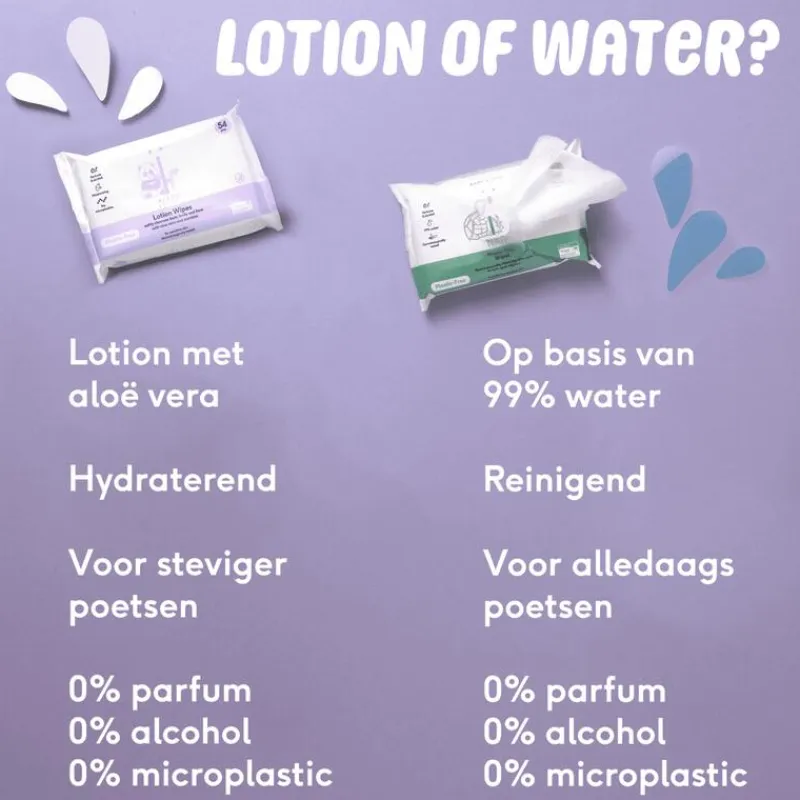 Clearance Naïf Plasticvrije Water Billendoekjes 16x54 stuks