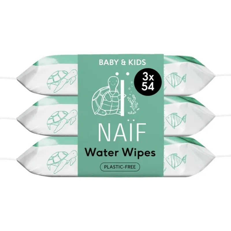 Naïf Plasticvrije Water Billendoekjes 3x54 stuks