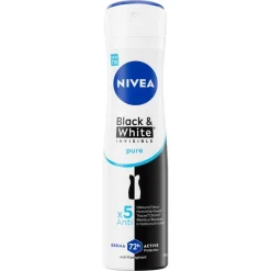 New NIVEA Black & White Invisible Pure Deodorant Spray 150 ML