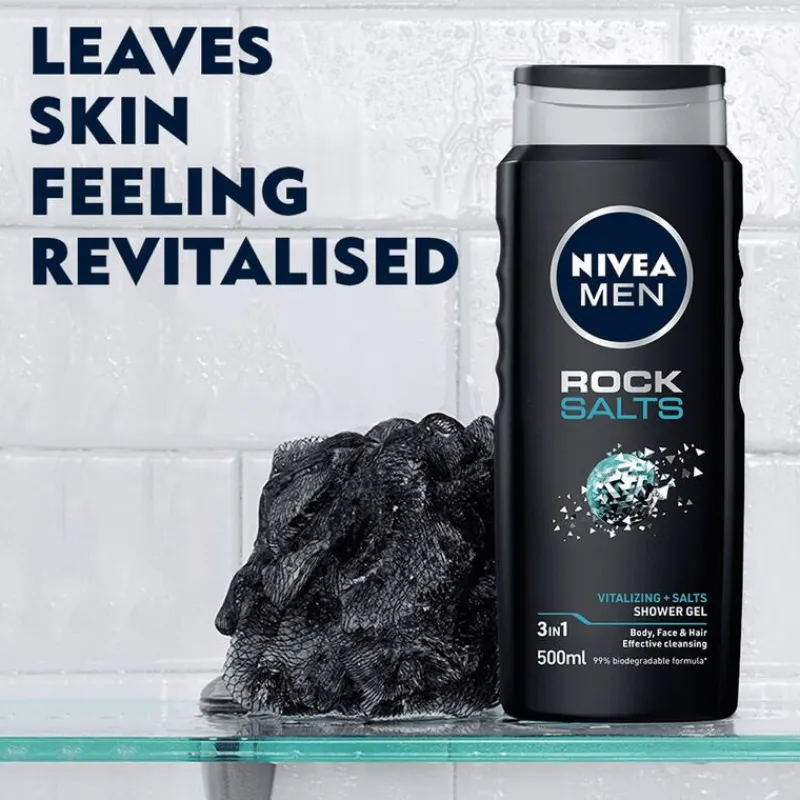 Clearance NIVEA MEN Rock Salts 3-in-1 Douchegel 500 ML