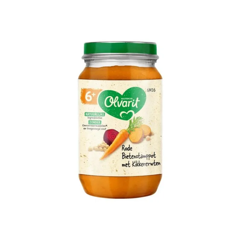 Discount Olvarit Rode Bietenstampot met Kikkererwten 6+ maanden 200 GR