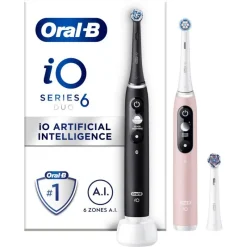 Clearance Oral-B iO 6 Duo Zwart & Roze 2 Elektrische Tandenborstels