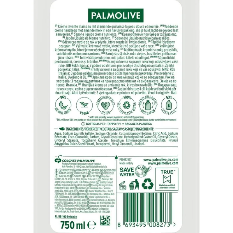 Best Palmolive Naturals Melk en Amandel Handzeep Navul Fles 750 ML