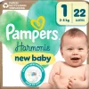 New Pampers Harmonie Luiers Maat 1 2-5 KG 22 Stuks