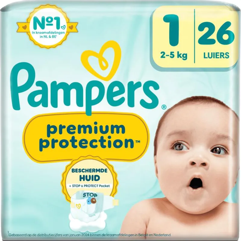 Pampers Premium Protection Luiers Maat 1 2-5 KG 26 Stuks