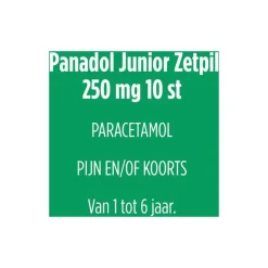 Online Panadol Junior Zetpillen 250 mg Paracetamol voor kinderen van 1 tot 6 jaar 10 stuks