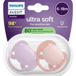 Sale Philips Avent Fopspeen Ultra Soft 6-18M Double Pack, mixed - SCF091/44