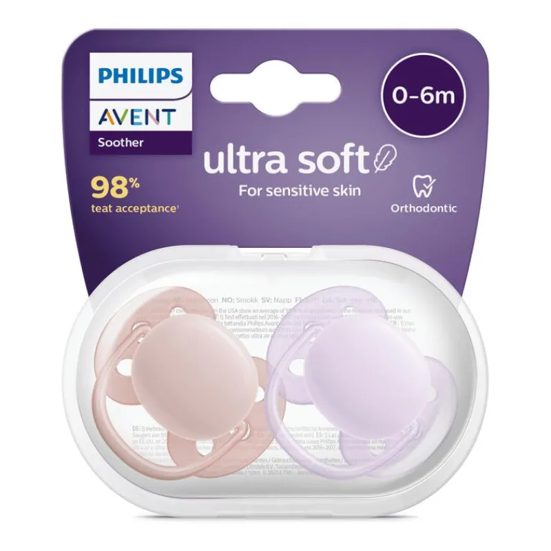 Best Philips Avent Fopspeen Ultra Soft 0-6M Double Pack, mixed - SCF091/39