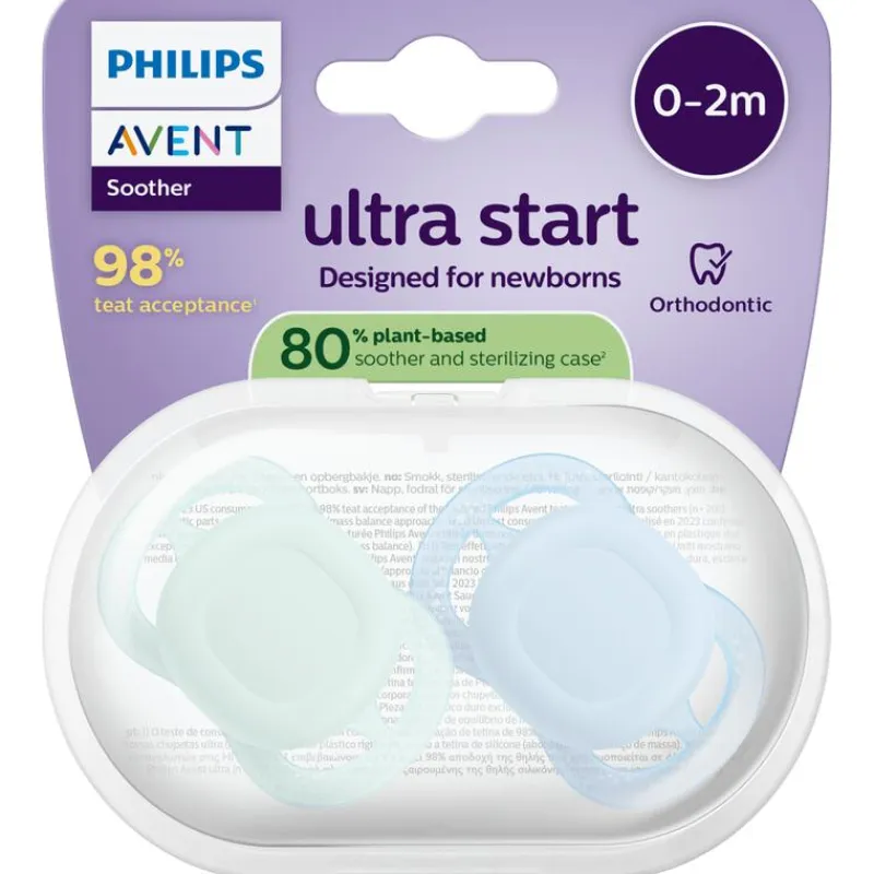 Outlet Philips Avent Fopspeen Ultra Start 0-2 M Double Pack Day 2 pack - mixed - SCF075/15