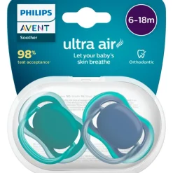 Clearance Philips Avent Fopspeen Ultra Air Day 6-18M Double Pack, mixed - SCF087/14