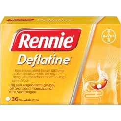Hot Rennie Deflatine Kauwtabletten Bij Opgeblazen Gevoel Of Winderigheid 36 Stuks