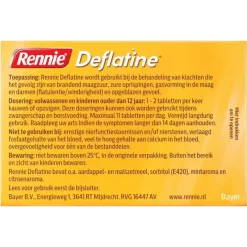 Hot Rennie Deflatine Kauwtabletten Bij Opgeblazen Gevoel Of Winderigheid 36 Stuks